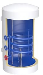 THERMEX Dual 100L Warmwasserspeicher mit Wärmetauscher links, elektrischer Boiler 1500W, 230V, 100 Liter, vertikal, Speicher-Wassererwärmer für Zentralheizung