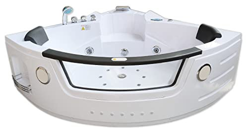 Simba SANT'ANGELS Whirlpool mit Wasserstrahlmassage und Farbtherapie für 2 Personen, Quadratisch, 140x140cm, Doppelpumpe, Heizung