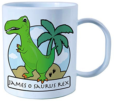 The Supreme Gift Company Personalised Green T-Rex Kids Cup – BPA Free Plastic Unbreakable Toddler Juice Mug, Full Size 11oz