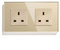 BSEED Wall UK Socket Mirror Glass Frame, Double Wall Outlet Gold, 157mm 1 Gang Standard 13 Amp AC Power Safe Protect for Home/Office, Modern Style, Easy Install with Earth & Neutral