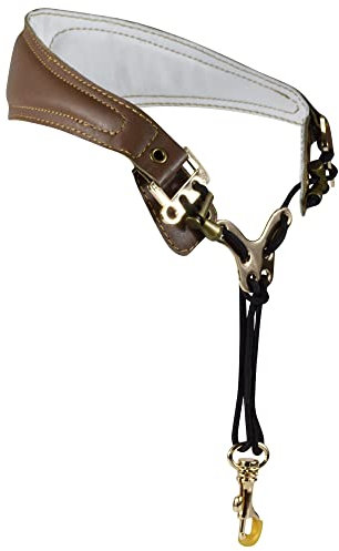 adorence Premium Saxophon Gurt (handgefertigt mit echtem Leder, atmungsaktivem Polster und Metallhaken) - weniger Stress Ergonomie Design Sax Strap -Braun