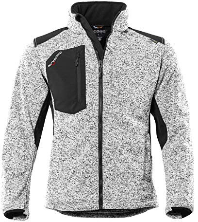Qualitex Strick-Fleecejacke Unisex weiss/meliert Größe: M; gefütterte, wärmende Workwear Winterjacke für Herren und Damen; warme Arbeitsjacke