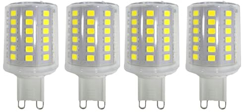 WULUN LED-Leuchtmittel, G9, 9 W, 68 LEDs, 6000 K, kaltweiß, 900 Lumen, entspricht 90W Halogenlampen, 360 Grad Abstrahlwinkel, AC 220-240 V, nicht dimmbar, 4 Stück