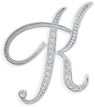 Bling Jewelry Große Aussage ABC Pave Crystal Cursive Schrift Monogramm Buchstaben Alphabet Initialee K Schal Revers Pin Brosche Für Frauen Versilbert