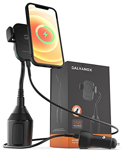 Galvanox Cup Phone Holder for Car with Designed for MagSafe Wireless Charger (15W) Auto Clamping Magnetic iPhone 12/13/14 Pro/Max Cup Mount