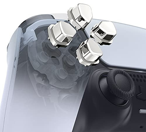 eXtremeRate Boutons D-Pad de Remplacement pour ps5 Manette, Boutons D-Pad Divis pour ps4 Slim/Pro Manette, Chromé Argenté