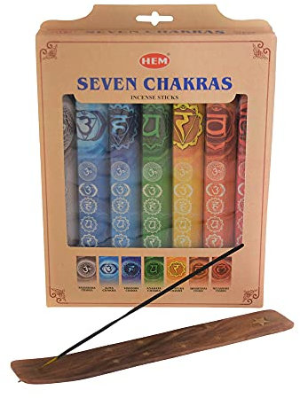 7 Chakra Set Hem mit Stäbchenhalter 140 Stäbchen