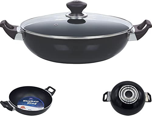Kitchen King Imperial Classic Wok with Glass lid, Non-Stick, Black, 28cm