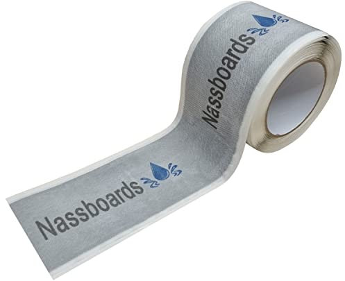 Nassboards Waterproof Tanking Tape - Aqua Elastic Self Adhesive Butyl Joining Permanent Strong Sealing Tape for Waterproofing Bathrooms, Shower Wet Rooms, Use Outdoors Indoors Preventing Leaks (10m)