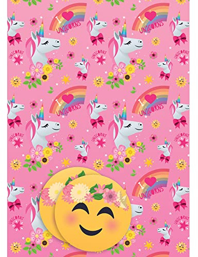 Danilo Promotions Limited Offizielles Joy Pixels Geschenkpapier, 2 Bögen, 2 Etiketten, Geschenkpapier für Geschenke, offizielles Lizenzprodukt