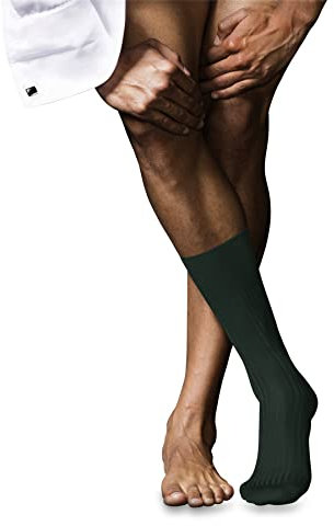 FALKE No. 10 M So cotone filo di Scozia tinta unita 1 paio, Calzini Uomo, Verde Hunter Green 7441, 41-42
