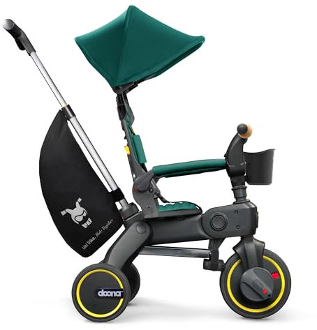 DOONA Liki Baby Trike S5 - Deluxe Foldable Toddler Tricycle with parent handle for ages 10 Months to 3 Years - Racing Green