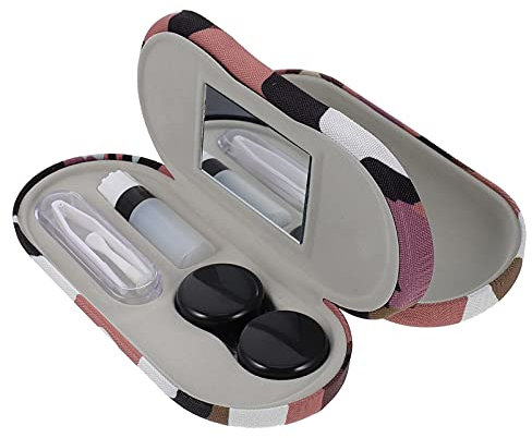 Healifty Case and Glasses Case - 2 in 1 Double Sided Eye with Built-in Mirror, Tweezer and Solution Bottle - Portable Storage Box for Travel