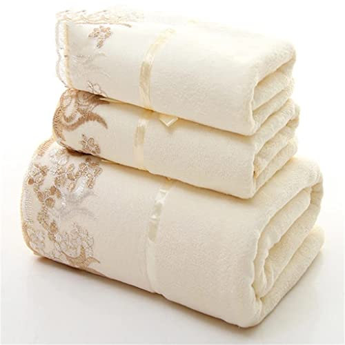 Spitze Besticktes Mikrofaser-Handtuch-Set, Gesichtstuch, Badetuch, Hotel-Badezimmerausstattung (B, wie auf dem Bild Gezeigt)