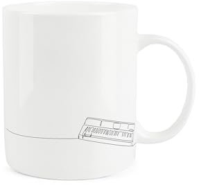 Purely Home Keyboard Mug - Musical Instrument Line Drawn Mug - Bone China White Coffee Tea Present Gift