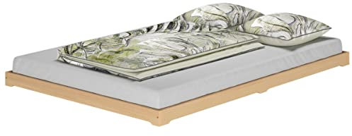 Erst-Holz Niederflurbett Studentenbett Teenagerbett 140x200 Buche Massivholz mit wählbarem Zubehör V-60.66-14, Ausstattung:ohne Zubehör