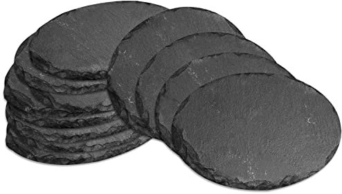 mtb more energy 12er Set Schiefer Schilder Täfelchen - 10x7 cm - Oval - zum selbst Beschriften für Garten, Haushalt, Basteln, Geschenke