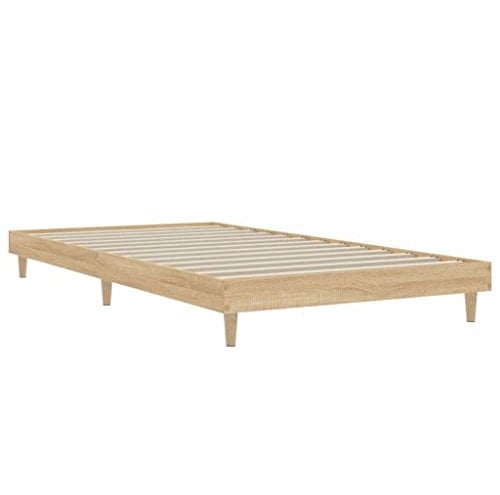 vidaXL Bettgestell, Bett Einzelbett für Schlafzimmer, Bettrahmen mit Lattenrost, Schlafzimmerbett Holzbeine, Sonoma-Eiche 100x200cm Holzwerkstoff