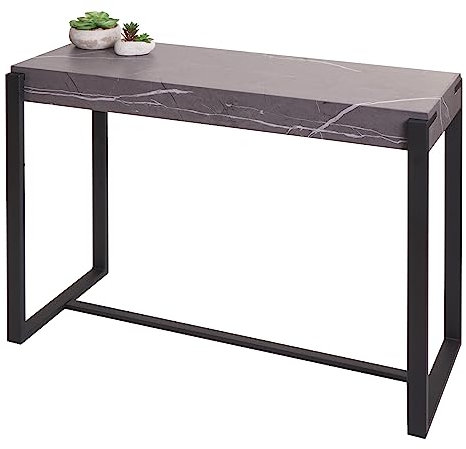 Mendler Konsolentisch HWC-L53, Telefontisch Arbeitstisch Beistelltisch Ablagetisch, Metall 81x100x40cm - Marmor-Optik grau