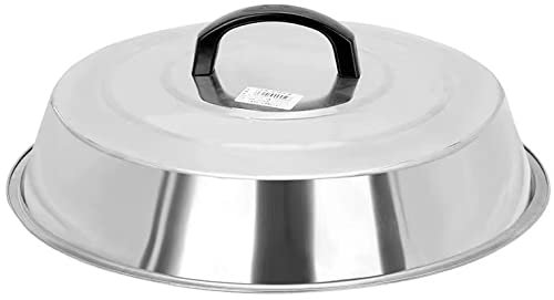 Topfdeckel, Edelstahl, Pfannendeckel-Abdeckung, gehärtetes Glas, Wok-Deckel, Küche, große Größe, Ersatz-Pfannendeckel - 35 cm (37 cm)