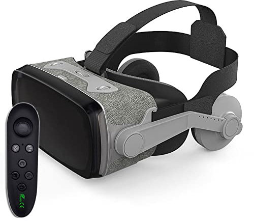 TPWEWRX VR Brille Virtual Reality Headset mit Fernbedienung für 3D VR Filme & VR Spiele einstellbares Pupillen Anti Bluelight Augenpflegesystem VR Brille für Android & iOS Smartphones (Schwarz) (A)