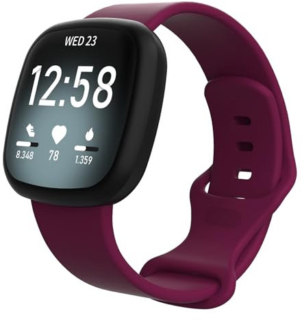 INF Armband Kompatibel mit Fitbit Sense/Versa 3 Silikon Weinrot Small