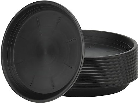 ZEONHAK 10 PCS 19cm Black Plant Pot Saucers, 7.4 Inch Round Plastic Flower Pot Drip Trays for Indoor and Outdoor