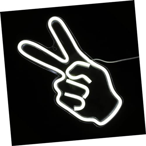 DOITOOL 2 Stk Siegesgeste Licht Led-wand-vibes-licht Frieden Neonlicht Schilder Aufleuchten Wandhalterung Leuchtreklame Neue Vibes Roman Lichtnacht Pvc Zuhause Lampe 3d Drinnen Weiß