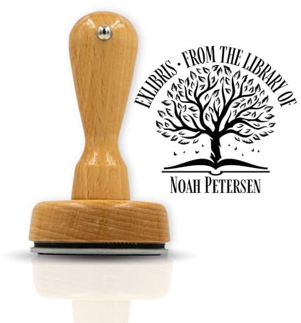 JUST REFINE® Exlibris Stempel Personalisiert - Buch Stempel 'From The Library Of' - Individuell mit deinem Namen (Design 2, 40mm)