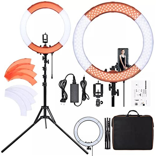 NANZU Iluminación de fotografía Lámpara Regulable Lámpara de cámara Luz de Anillo LED con Soporte de trípode para Maquillaje de teléfono