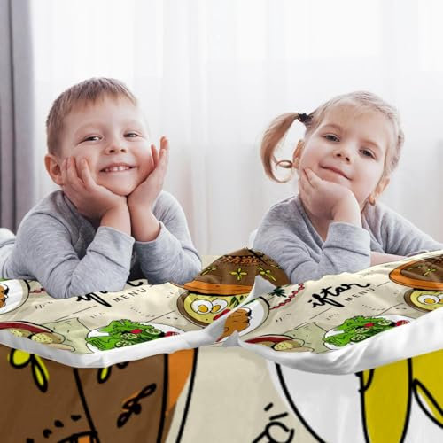 Juego de funda de edredón individual Iftar Ramadhan Menú Comida en Tajine tradicional suave Tencel Juego de ropa de cama para niños y niñas, 3 piezas con 2 fundas de almohada con cierre de cremallera