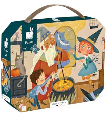 Janod - Puzzle Magie - 200-teiliges Puzzle aus FSC-Pappe - Fördert Geduld und Konzentration Kinderpuzzle ab 7 Jahre, J02548, Braun