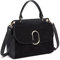 Miss Lulu Damen Tasche Henkeltasche Mittelgroß Umhängetasche Tasche mit Kunstleder und Wildleder Vintage Flap Handtasche Crossbody Bag mit ovaler Metallverzierung Elegant Exquisit