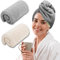 Haarturban Handtuch Turban Handtuch mit Knopf,Schnell Trocken Handtuch Haare,Haar Handtuch,Schnelltrocknendes Handtuch Haare,Mikrofaser Handtuch Haare,Haarhandtuch mit Knopf für Alle Haartypen(2pcs)