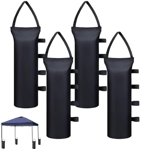 Set Di 4 Pesi per Gazebo,Zavorra per Gazebo,Può Contenere 9-11 KG per Pezzo,Oxford 800D Sacchi di Sabbia Addensata,Buona Prestazione Impermeabile,Esterno(Nero)