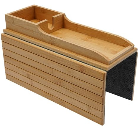Natural Bamboo Sofa Armlehnenablage,Sofaablage Tisch für Couch,Sofa Armlehne Tablett Tisch Anti-Rutsch Sofatisch,Couch Getränkehalter für Snacks,Handy