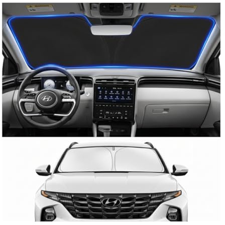 Car Sun Shade for 2022-2025 Hyundai Tucson Accessories Windshield Sunshade Cover Front Window Shade Custom Fit Tucson Sun Visor Protector Foldable Blocks UV Rays