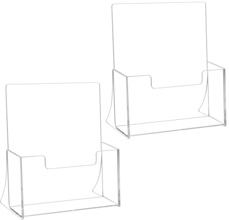 QWORK® 2 pezzi A5 acrilico portavolantini da tavolo, per esporre brochure, volantini, riviste