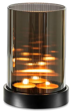 Windlicht Glas Schwarz Deko Wohnzimmer: Hewory Kerzengläser Outdoor Windlichter Tischdeko Glaszylinder mit Metall Boden für Kerzen Teelichtgläser Kerzenhalter
