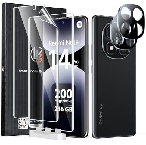 LK TPU Schutzfolie für Xiaomi Redmi Note 14 Pro 5G, 2 Stück Panzerfolie und 2 Stück Schutzglas Kameraschutz, Blasenfreie Weich Folie, HD Klar Displayfolie Fingerabdruck Entsperren für Note 14 Pro 5G