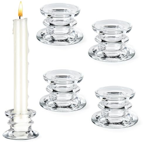 Portacandele a bastoncino, portacandele in vetro, portacandele in vetro, per decorazione da tavolo, portacandele in vetro per battesimi, piccole per matrimoni, feste e decorazioni natalizie