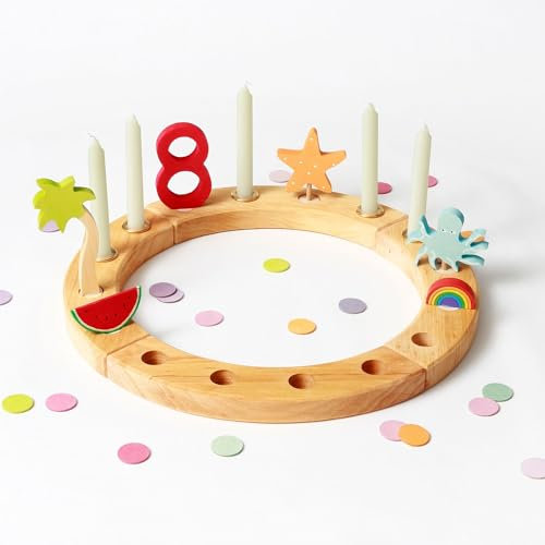 BioKinder Geburtstagsring Groß, Tischdeko, Holzspielzeug aus Bio-Erlenholz