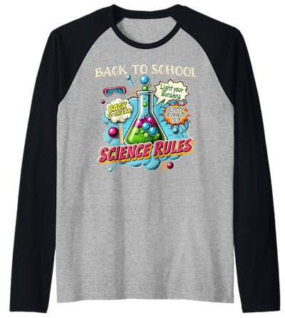 Science Teacher & Student s Back to School s Funny Cartoon Raglan Baseball Tee