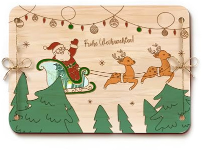 BIROYAL Geldgeschenk Weihnachten Verpackung aus Holz - Weihnachtskarte, Grußkarte für Geld Gutschein Verpackung - Geschenkideen zu Weihnachten - Geld Geschenke für Frau Mann Freund Familie