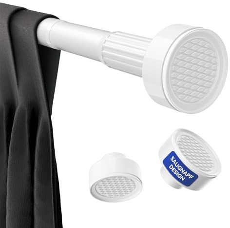 Vista Teleskopstange zum Klemmen 70-170cm 32mm Durchmesser Weiße Vorhangstange ohne Bohren Ausziehbare Gardinenstange Rutschfest &Verriegelungsfunktion