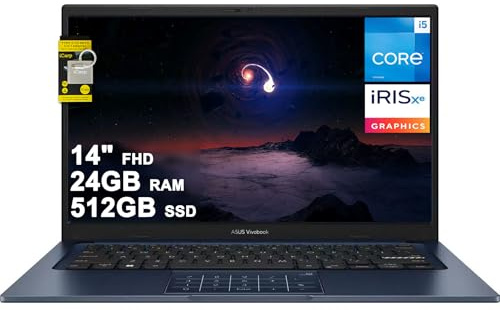 ASUS VivoBook 14 Business Laptop 14 FHD Anti-Glare Intel 10-core i5-1334U 24GB DDR4 512GB SSD Type-C Privacy Camera SonicMaster Long-Lasting Battery Fast Charging Win11 ICP Hub