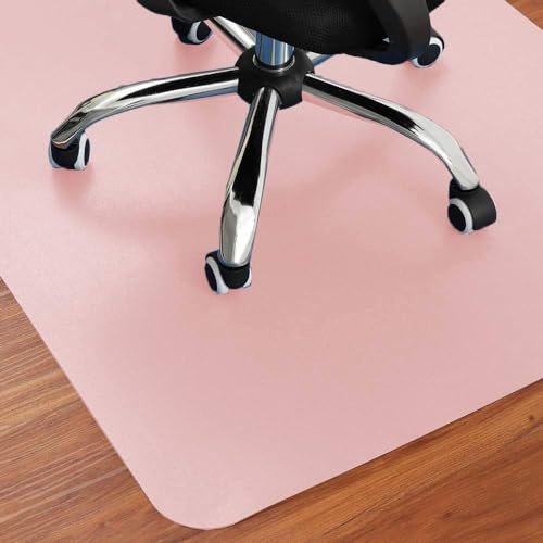 Extra Large Office Chair Mat PU Leather Floor Mat for Hardwood Floor,Non-Slip Computer Gaming Rolling Chair Carpet Heavy Duty Under Desk Rug (Pink,60x120cm)