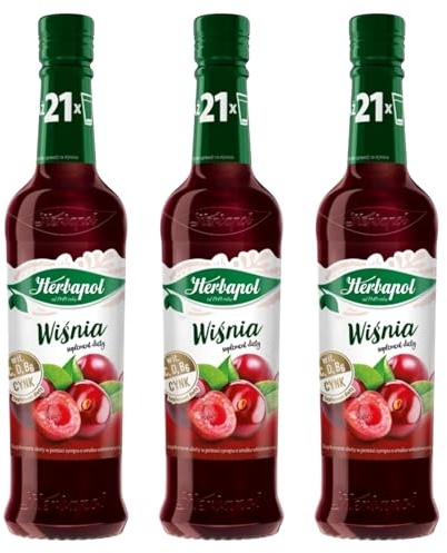 Herbapol Kirsch Sirup 3x 420ml - Getränkesirup für Wasser Fruchtsirup Vitamin C