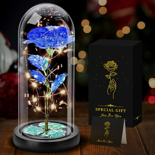 Seachrgif Rosa Eterna Azul, Regalo Día de la Madre, Regalos Originales para Mujer, Mamás, Abuelas, Novias, Esposas, Chicas Jóvenes, Suegras, Hermanas; Regalo de Cumpleaños