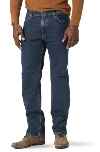 Wrangler Authentics Men's Regular Fit Comfort Flex Waist Jean, Dark Stonewash, 44W x 32L